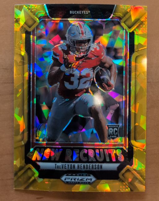2025 Panini Prizm Draft Picks #1 TreVeyon Henderson New Recruits Gold Ice — front