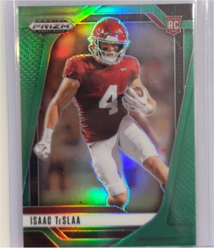 2025 Panini Prizm Draft Picks #129 Isaac TeSlaa Green Prizm Rookie — front