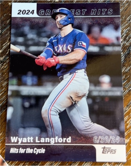 2025 Topps Series 1 #GH-27 Wyatt Langford Texas Rangers 2024 Greatest Hits — front