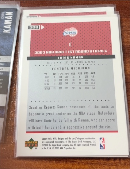 2003 Upper Deck MVP #206 Chris Kaman Rookie RC — front