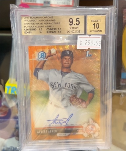 2017 Bowman Chrome #CPA-AA Albert Abreu Prospect Autographs Orange Wave Refractor — front