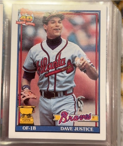 1991 Topps #329 Dave Justice — front