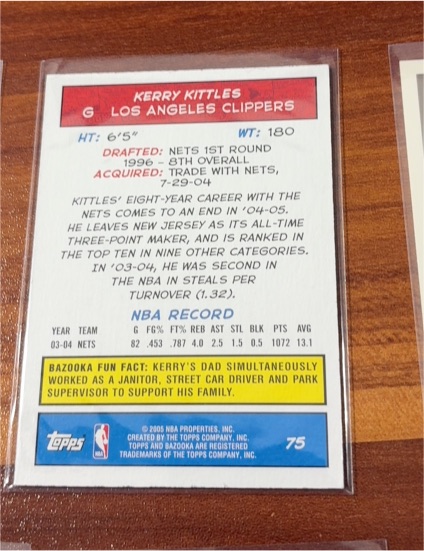 2003 Topps Bazooka #75 Kerry Kittles — front
