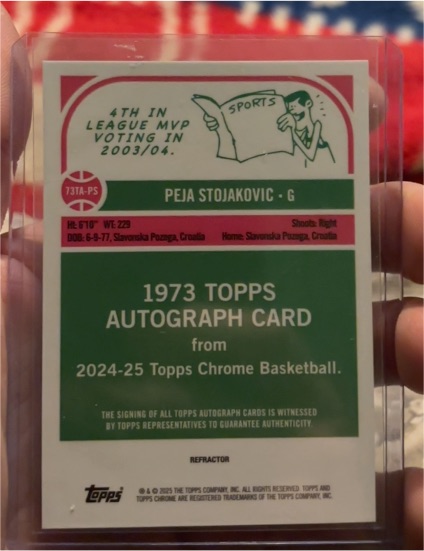 2024-25 Topps Chrome 1973 Topps Autographs #73TA-PS Peja Stojakovic — front