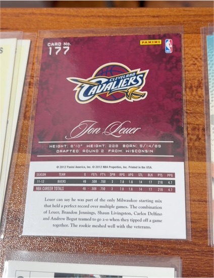 2012 Panini #177 Jon Leuer — front