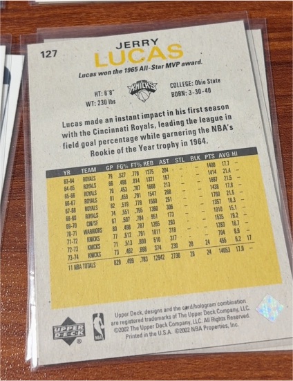 2002 Upper Deck #127 Jerry Lucas — front