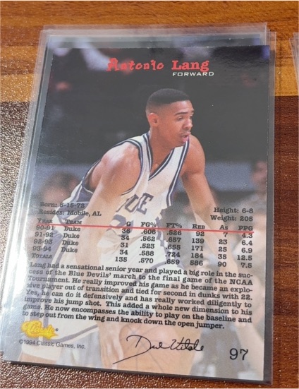 1994 Classic Draft #97 Antonio Lang — front