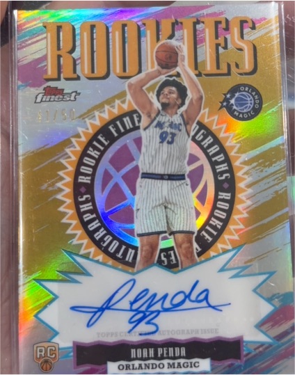 2025-26 Topps Finest #RFA-NP Noah Penda Rookie Autographs — front