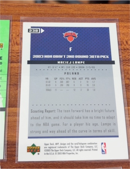 2003 Upper Deck #230 Maciej Lampe — front