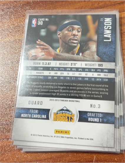 2012-13 Panini Threads #30 Ty Lawson — front