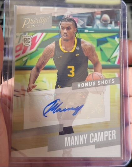 2021-22 Panini Chronicles Draft Picks Prestige Bonus Shots Signatures #PBMCA Manny Camper — front