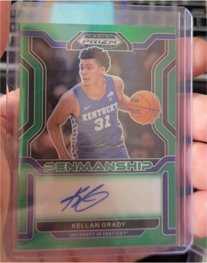 2022 Panini Prizm Draft Picks #CP-KGR Kellan Grady Penmanship Green Prizm Auto — front