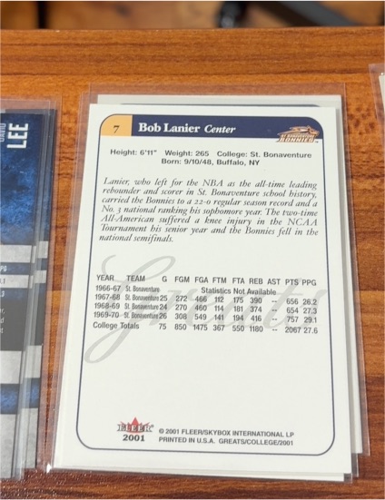2001 Fleer #7 Bob Lanier — front