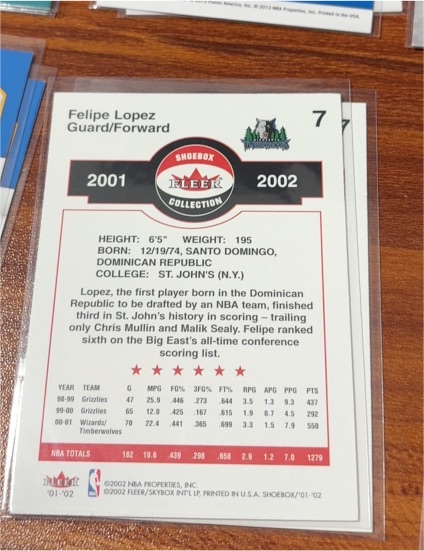 2001 Fleer Shoebox Collection #7 Felipe Lopez — front