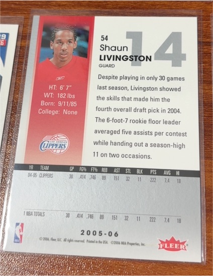 2005-06 Fleer #14 Shaun Livingston — front