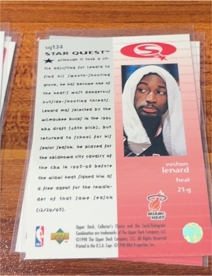 1997-98 Upper Deck Collector's Choice Star Quest #SQ134 Voshon Lenard — front