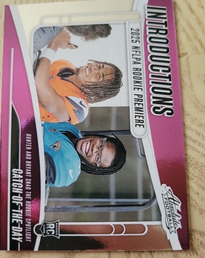 2025 Panini Absolute Introductions #I-THR Catch of the Day Travis Hunter/Pat Bryant — front