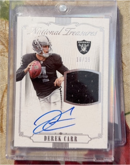 2015 Panini National Treasures #18/25 Derek Carr — front