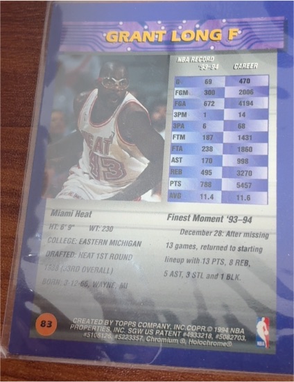 1994-95 Topps Finest #83 Grant Long — front