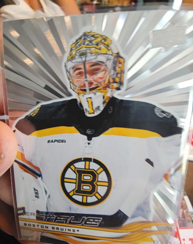 2025-26 Upper Deck #257 Jeremy Swayman Boston Bruins Outburst Silver — front