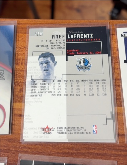 2002-03 Fleer Box Score #118 Raef LaFrentz — front