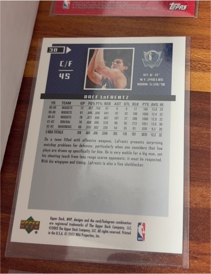 2003 Upper Deck MVP #30 Raef LaFrentz — front