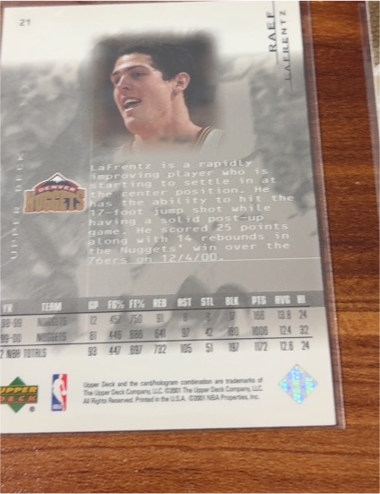 2000 Upper Deck #21 Raef LaFrentz — front