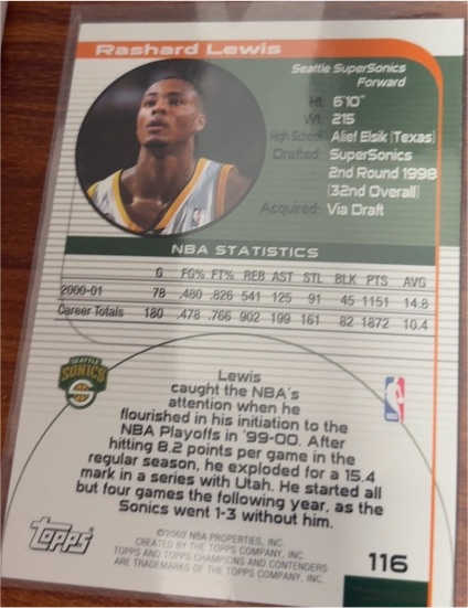 2002-03 Topps #116 Rashard Lewis — front