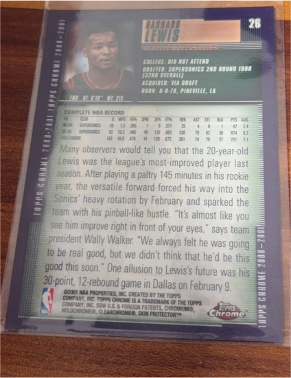 2001 Topps Chrome #26 Rashard Lewis — front