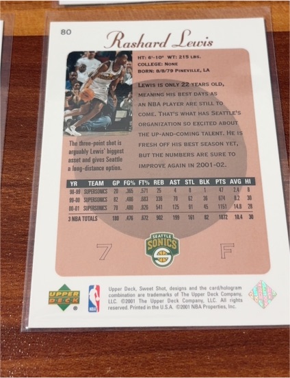 2001 Upper Deck #80 Rashard Lewis — front