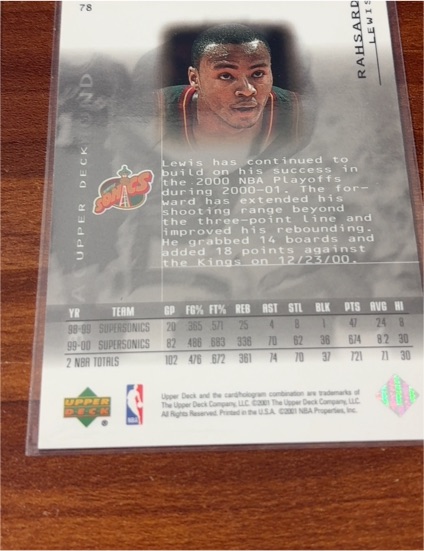 2000-01 Upper Deck #78 Rashard Lewis — front