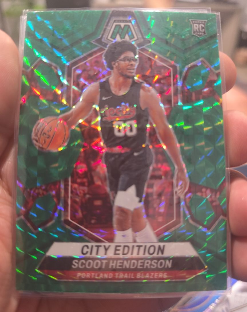 2023-24 Panini Mosaic #275 Scoot Henderson City Edition Green Mosaic Prizm Rookie — front