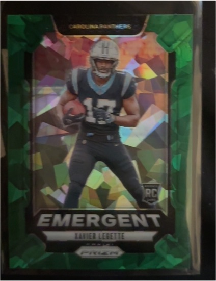 2024 Panini Prizm #15 Xavier Legette Emergent Green Cracked Ice Prizm Rookie Card — front
