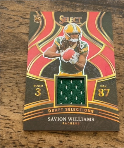 2025 Panini Select #DSM-SWS Savion Williams Draft Selections Rookie Patch — front