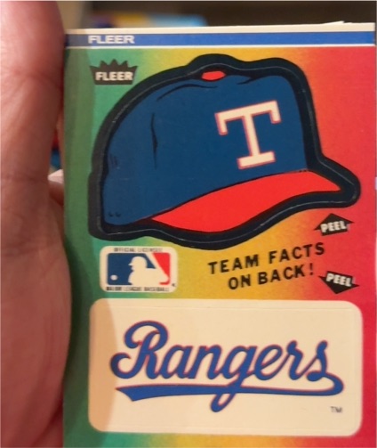 1984 Fleer Team Stickers Texas Rangers Hat — front