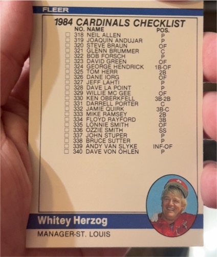 1984 Fleer #660 Whitey Herzog — front