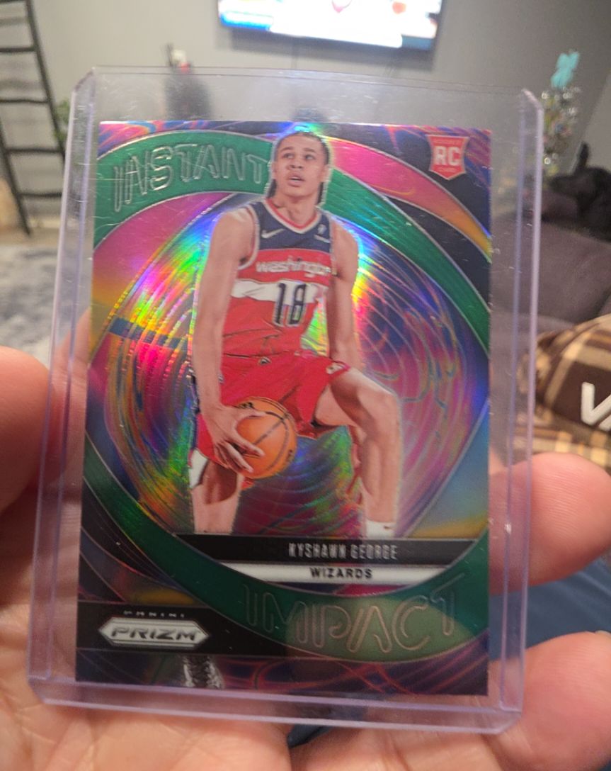 2024-25 Panini Prizm #19 Kyshawn George Instant Impact Green Prizm — front