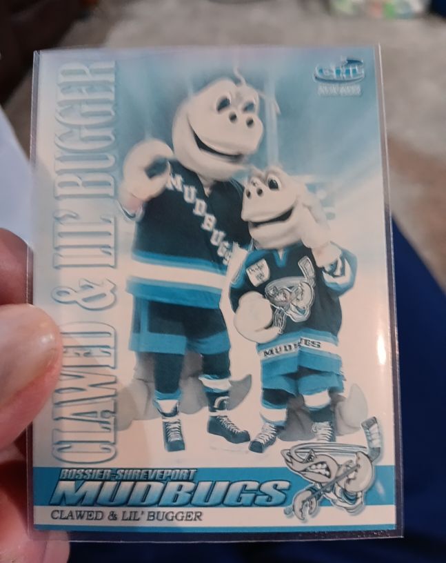 1997 ECHL Clawed & Lil' Bugger Bossier-Shreveport Mudbugs Mascot Card — front