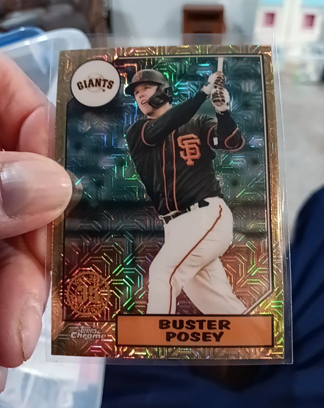 2022 Topps Series 1 1987 Topps Chrome Silver Pack Mojo #T87C-90 Buster Posey — front