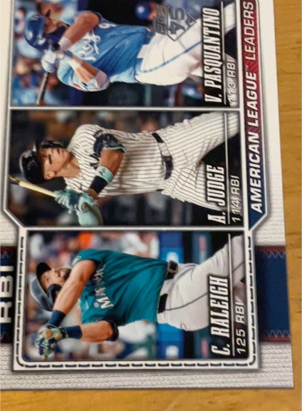 2026 Topps #211 Cal Raleigh / Aaron Judge / Vinnie Pasquantino RBI Leaders — front