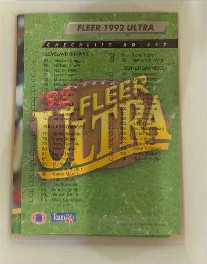 1992 Fleer Ultra #447 Checklist — front