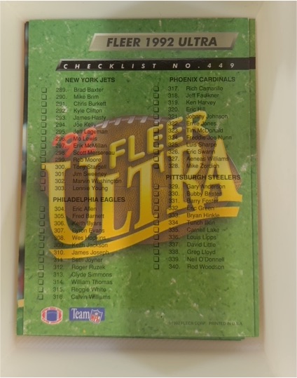 1992 Fleer Ultra #449 Checklist — front