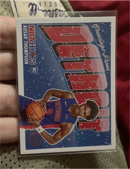 2023-24 Panini NBA Hoops #13 Ausar Thompson Rookie Greetings — front