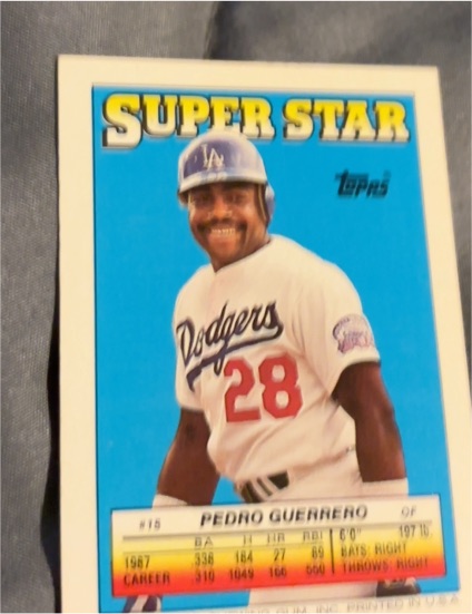 1988 Topps Stickers #15 Pedro Guerrero Super Star — front