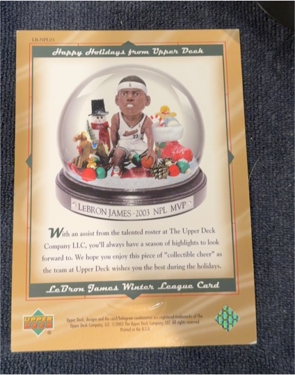2003 Upper Deck LeBron James Holiday Season Winter League Jumbo Card #LB-NPL03 — front