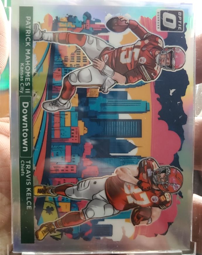 2024 Panini Donruss Optic #3 Patrick Mahomes II & Travis Kelce Downtown Duos — front