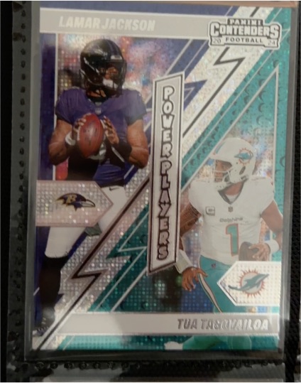 2024 Panini Contenders #2 Lamar Jackson / Tua Tagovailoa Power Players — front