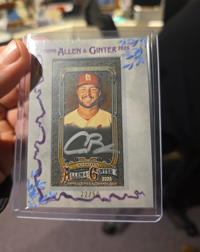 2025 Topps Allen & Ginter X Black Mini Frame Alec Burleson Auto /25 — front