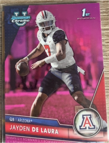 2023 Bowman University Chrome #30 Jayden De Laura Pink Refractor — front