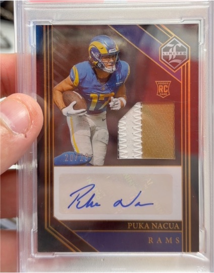2023 Panini Limited #128 Puka Nacua Rookie Patch Auto — front